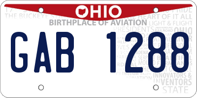 OH license plate GAB1288