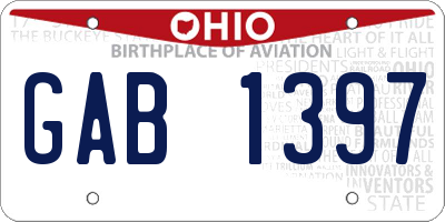 OH license plate GAB1397