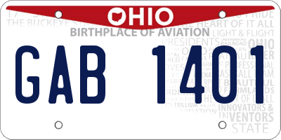 OH license plate GAB1401