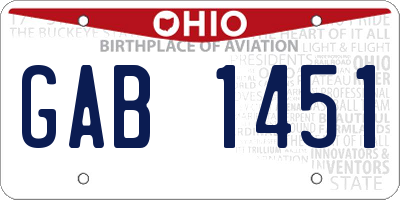 OH license plate GAB1451