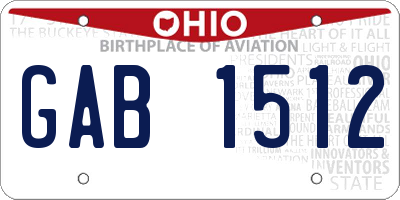 OH license plate GAB1512