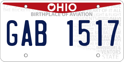 OH license plate GAB1517