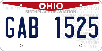 OH license plate GAB1525