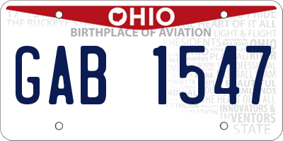 OH license plate GAB1547