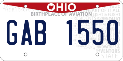 OH license plate GAB1550