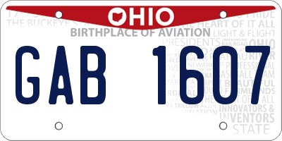 OH license plate GAB1607