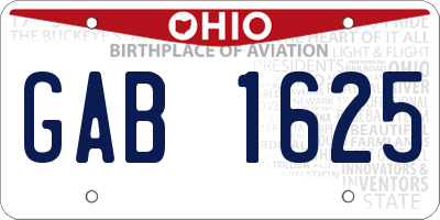 OH license plate GAB1625