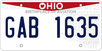 OH license plate GAB1635