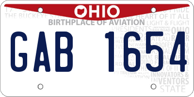OH license plate GAB1654