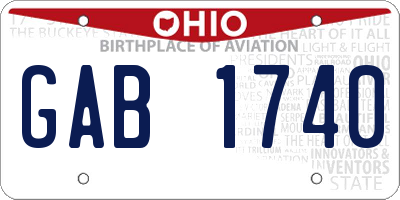 OH license plate GAB1740