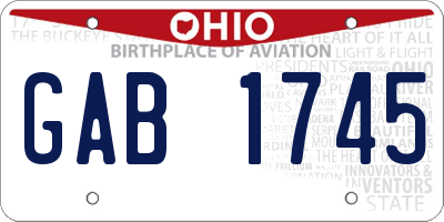OH license plate GAB1745