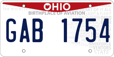 OH license plate GAB1754