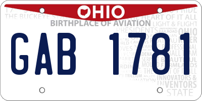 OH license plate GAB1781