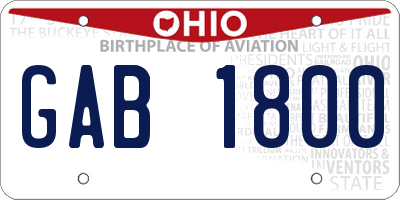OH license plate GAB1800