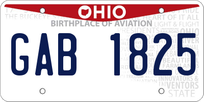 OH license plate GAB1825