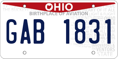 OH license plate GAB1831