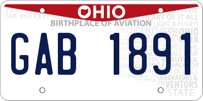 OH license plate GAB1891