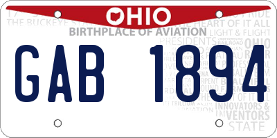 OH license plate GAB1894