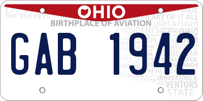 OH license plate GAB1942