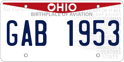 OH license plate GAB1953