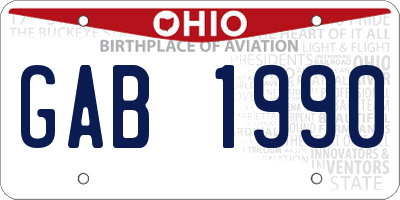 OH license plate GAB1990