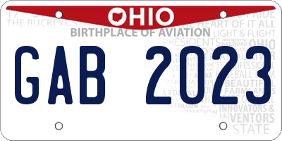 OH license plate GAB2023
