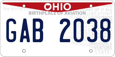 OH license plate GAB2038