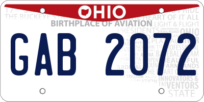 OH license plate GAB2072