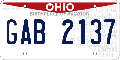 OH license plate GAB2137