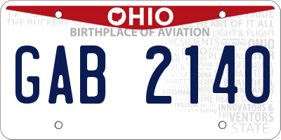 OH license plate GAB2140