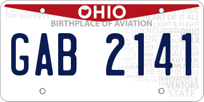 OH license plate GAB2141
