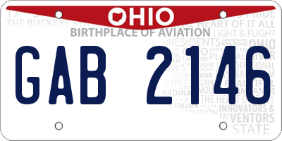 OH license plate GAB2146