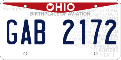 OH license plate GAB2172