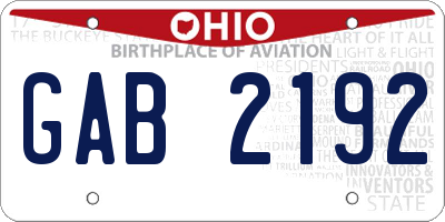 OH license plate GAB2192