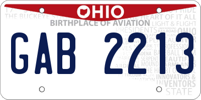 OH license plate GAB2213