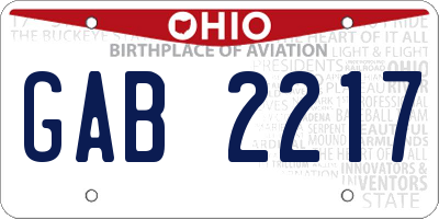 OH license plate GAB2217