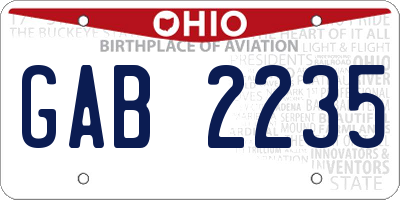 OH license plate GAB2235