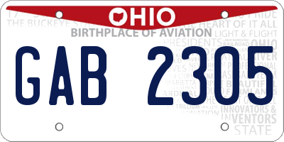 OH license plate GAB2305