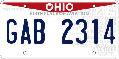 OH license plate GAB2314