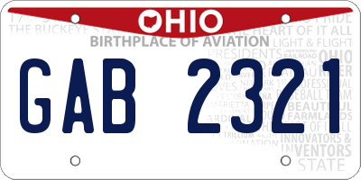 OH license plate GAB2321