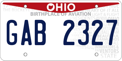 OH license plate GAB2327