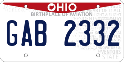 OH license plate GAB2332