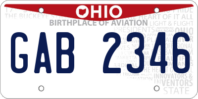 OH license plate GAB2346