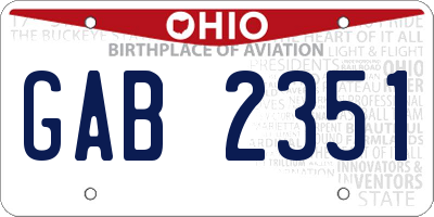 OH license plate GAB2351