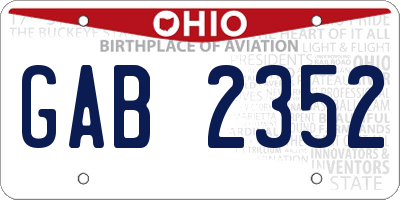 OH license plate GAB2352