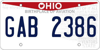 OH license plate GAB2386