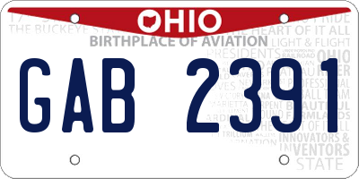 OH license plate GAB2391