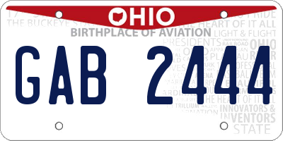 OH license plate GAB2444