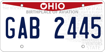 OH license plate GAB2445