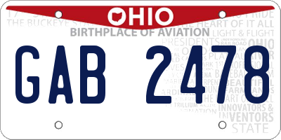 OH license plate GAB2478
